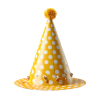 AI generated Sparkly Yellow Party Hat Isolated on Transparent Background. Gold Birthday Cap. Generative Ai png