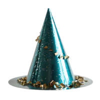 AI generated Sparkly Blue Party Hat Isolated on Transparent Background. Birthday Cap. Generative Ai png