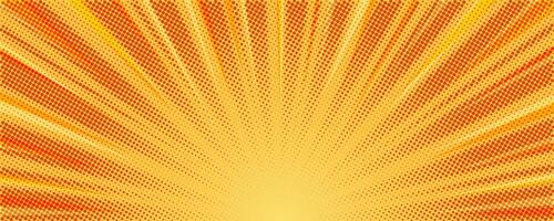 rayos de sol antecedentes vector ilustración. amarillo soleado rayos retro estrella ligero con medios tonos cómic resumen fondo de pantalla.