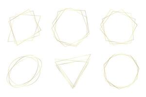 dorado geométrico marcos vector Boda Delgado línea borde. sencillo moderno rectángulo resumen formas lujo frustrar diseño para invitación y menú.
