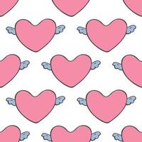 Seamless pattern with hand drawn heart doodle for decorative print, wrapping paper, greeting cards and fabric vector