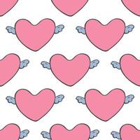 Seamless pattern with hand drawn heart doodle for decorative print, wrapping paper, greeting cards and fabric vector