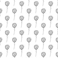 Holiday seamless pattern with flying balloon doodle for decorative print, wrapping paper, greeting cards, wallpaper and fabric vector