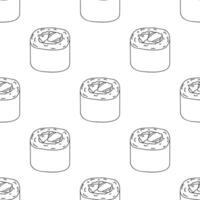 Seamless pattern with sushi roll for decorative print, wrapping paper, menu, wallpaper and fabric vector
