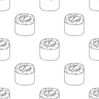 Seamless pattern with sushi roll for decorative print, wrapping paper, menu, wallpaper and fabric vector