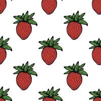 Seamless pattern with strawberry doodle for decorative print, wrapping paper, greeting cards, wallpaper and fabric vector