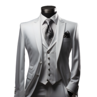 ai generado elegante gris de los hombres formal traje aislado en transparente antecedentes. generativo ai png