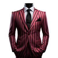 AI generated Black and Pink Striped Men's Formal Suit Isolated on Transparent Background. Generative Ai png