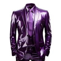 ai généré élégant brillant violet Pour des hommes formel costume isolé sur transparent Contexte. génératif ai png