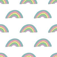 Seamless pattern with rainbow doodle for decorative print, wrapping paper, greeting cards, wallpaper and fabric vector