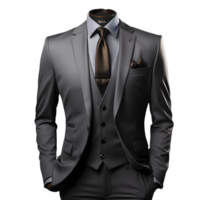 ai gerado elegante cinzento masculino formal terno isolado em transparente fundo. generativo ai png