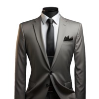 ai generado elegante gris de los hombres formal traje aislado en transparente antecedentes. generativo ai png
