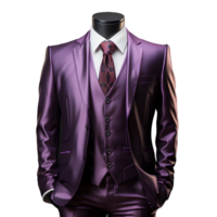 ai généré élégant brillant violet Pour des hommes formel costume isolé sur transparent Contexte. génératif ai png
