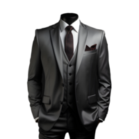 ai generado elegante gris de los hombres formal traje aislado en transparente antecedentes. generativo ai png