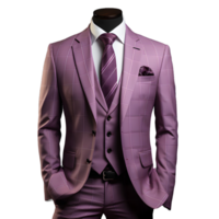 ai generado elegante púrpura de los hombres formal traje aislado en transparente antecedentes. generativo ai png