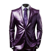 AI generated Elegant Glossy Purple Men's Formal Suit Isolated on Transparent Background. Generative Ai png
