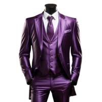 ai generado elegante lustroso púrpura de los hombres formal traje aislado en transparente antecedentes. generativo ai png