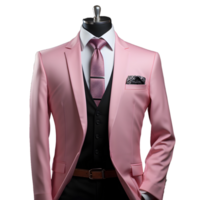 ai generado rosado de los hombres formal traje aislado en transparente antecedentes. generativo ai png