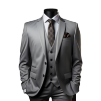 ai generado elegante gris de los hombres formal traje aislado en transparente antecedentes. generativo ai png