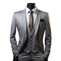 ai gerado elegante cinzento masculino formal terno isolado em transparente fundo. generativo ai png