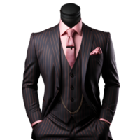 AI generated Black and Pink Striped Men's Formal Suit Isolated on Transparent Background. Generative Ai png