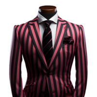 AI generated Black and Pink Striped Men's Formal Suit Isolated on Transparent Background. Generative Ai png