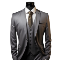 ai generado elegante gris de los hombres formal traje aislado en transparente antecedentes. generativo ai png