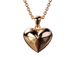 AI generated Gold Heart Shaped Pendant Necklace Isolated on Transparent Background. Love Pendant. Generative Ai png