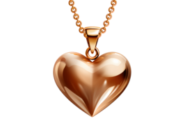 AI generated Gold Heart Shaped Pendant Necklace Isolated on Transparent Background. Love Pendant. Generative Ai png