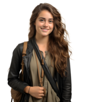 AI generated Portrait of a Smiling Female Collage Student in Casual Wear Isolated on Transparent Background. Generative Ai png