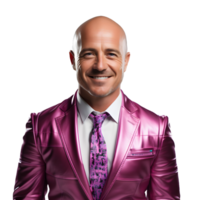 AI generated A Happy Bald Businessman in a Colorful Business Suit Isolated on Transparent Background. Generative Ai png