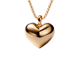 AI generated Gold Heart Shaped Pendant Necklace Isolated on Transparent Background. Love Pendant. Generative Ai png