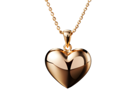 AI generated Gold Heart Shaped Pendant Necklace Isolated on Transparent Background. Love Pendant. Generative Ai png