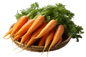 AI generated Pile of Fresh Carrots in a Basket Isolated on Transparent Background. Generative Ai png