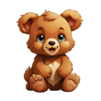 ai gerado fofa Urso desenho animado ilustração isolado em transparente fundo. Urso de pelúcia Urso boneca. generativo ai png