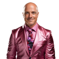 AI generated A Happy Bald Businessman in a Colorful Business Suit Isolated on Transparent Background. Generative Ai png