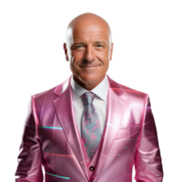 AI generated A Happy Bald Businessman in a Colorful Business Suit Isolated on Transparent Background. Generative Ai png