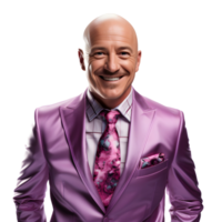 AI generated A Happy Bald Businessman in a Colorful Business Suit Isolated on Transparent Background. Generative Ai png