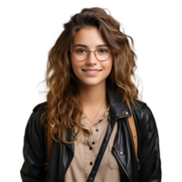 AI generated Portrait of a Smiling Female Collage Student in Casual Wear Isolated on Transparent Background. Generative Ai png