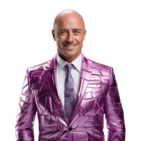 AI generated A Happy Bald Businessman in a Colorful Business Suit Isolated on Transparent Background. Generative Ai png