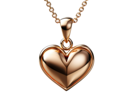 AI generated Gold Heart Shaped Pendant Necklace Isolated on Transparent Background. Love Pendant. Generative Ai png