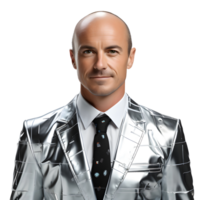 AI generated A Happy Bald Businessman in a Colorful Business Suit Isolated on Transparent Background. Generative Ai png