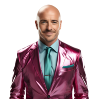 AI generated A Happy Bald Businessman in a Colorful Business Suit Isolated on Transparent Background. Generative Ai png