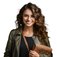 AI generated Portrait of a Smiling Female Collage Student in Casual Wear Isolated on Transparent Background. Generative Ai png