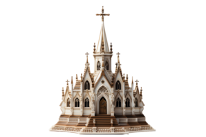 ai genererad miniatyr- katedral med helig korsa isolerat på transparent bakgrund. generativ ai png