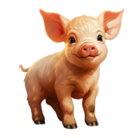 ai généré mignonne peu porc dessin animé illustration. génératif ai png