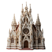 ai generado miniatura catedral con santo cruzar aislado en transparente antecedentes. generativo ai png