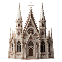 ai generado miniatura catedral con santo cruzar aislado en transparente antecedentes. generativo ai png