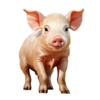 ai généré mignonne peu porc dessin animé illustration. génératif ai png