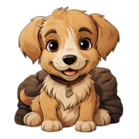 AI generated Cute Dog Lying on a Pillow Isolated on Transparent Background. Cartoon Dog Illustration. Generative Ai png